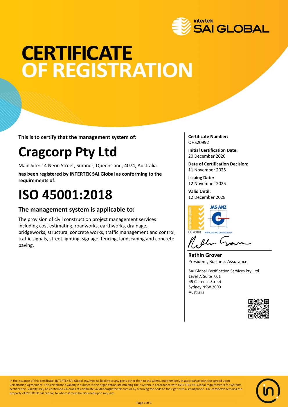 Safety Certificate